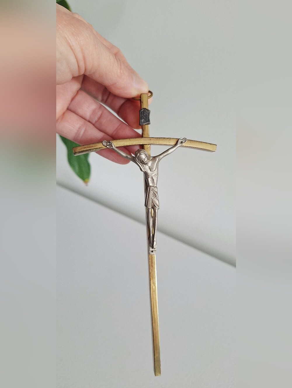Brass crucifix with a pewter Jesus